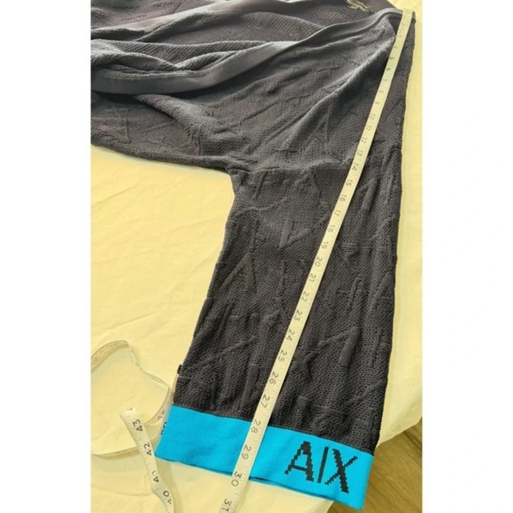 A/X Armani Exchange Navy Blue Logo Knit Open Front Cardigan Oversized Colorblock